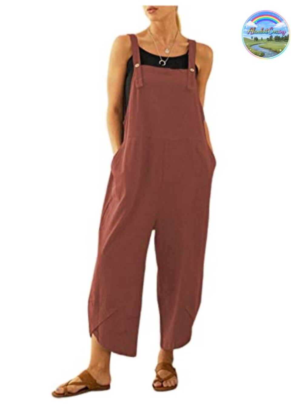 Womens Cotton Linen Bib Overalls Adjustable Summer Jumpsuit Tulip Hem
